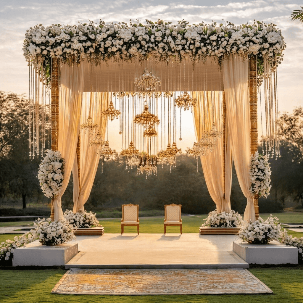 A decorated wedding mandap