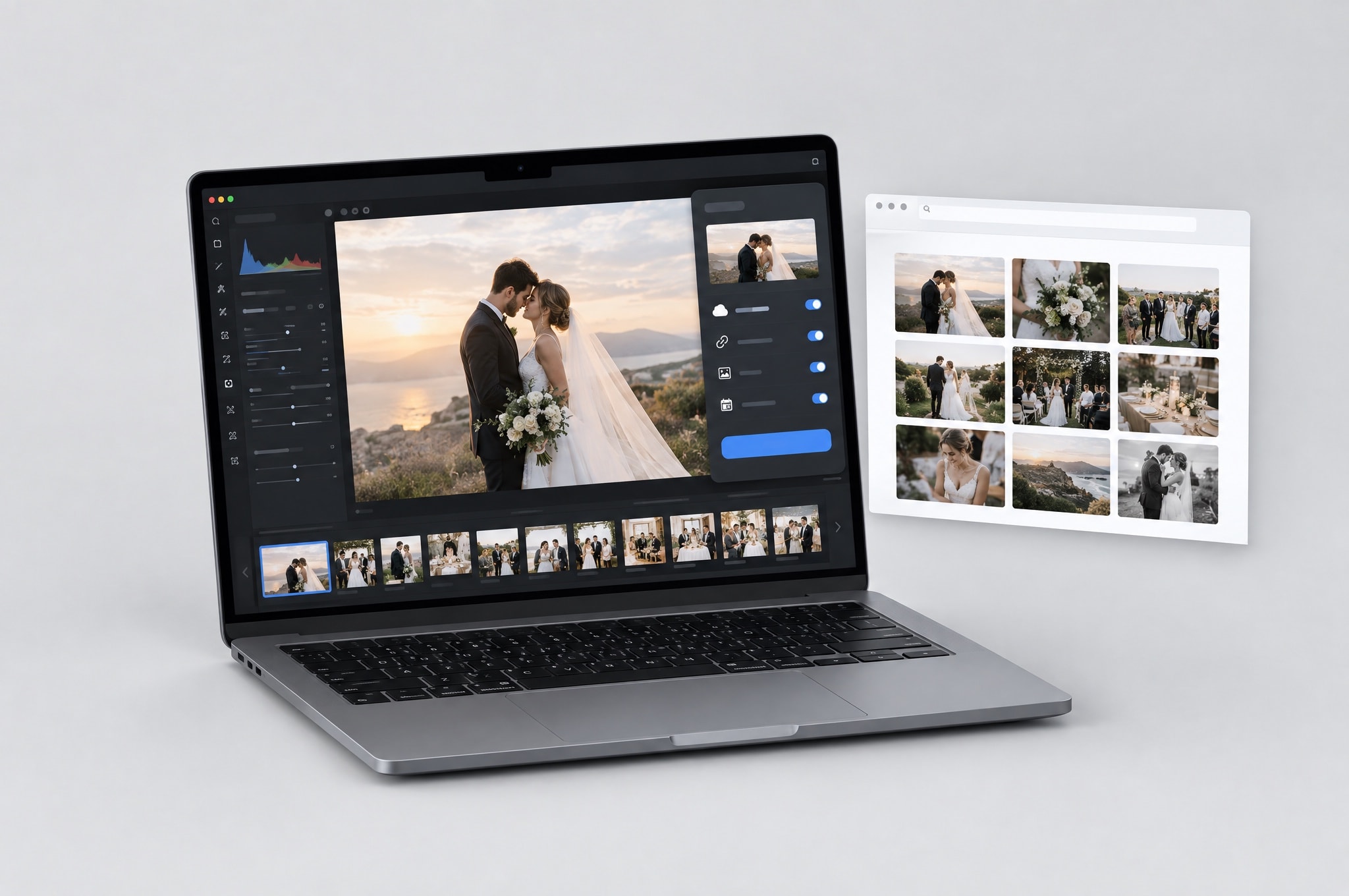 A photographer editing photographs on a colour-calibrated monitor