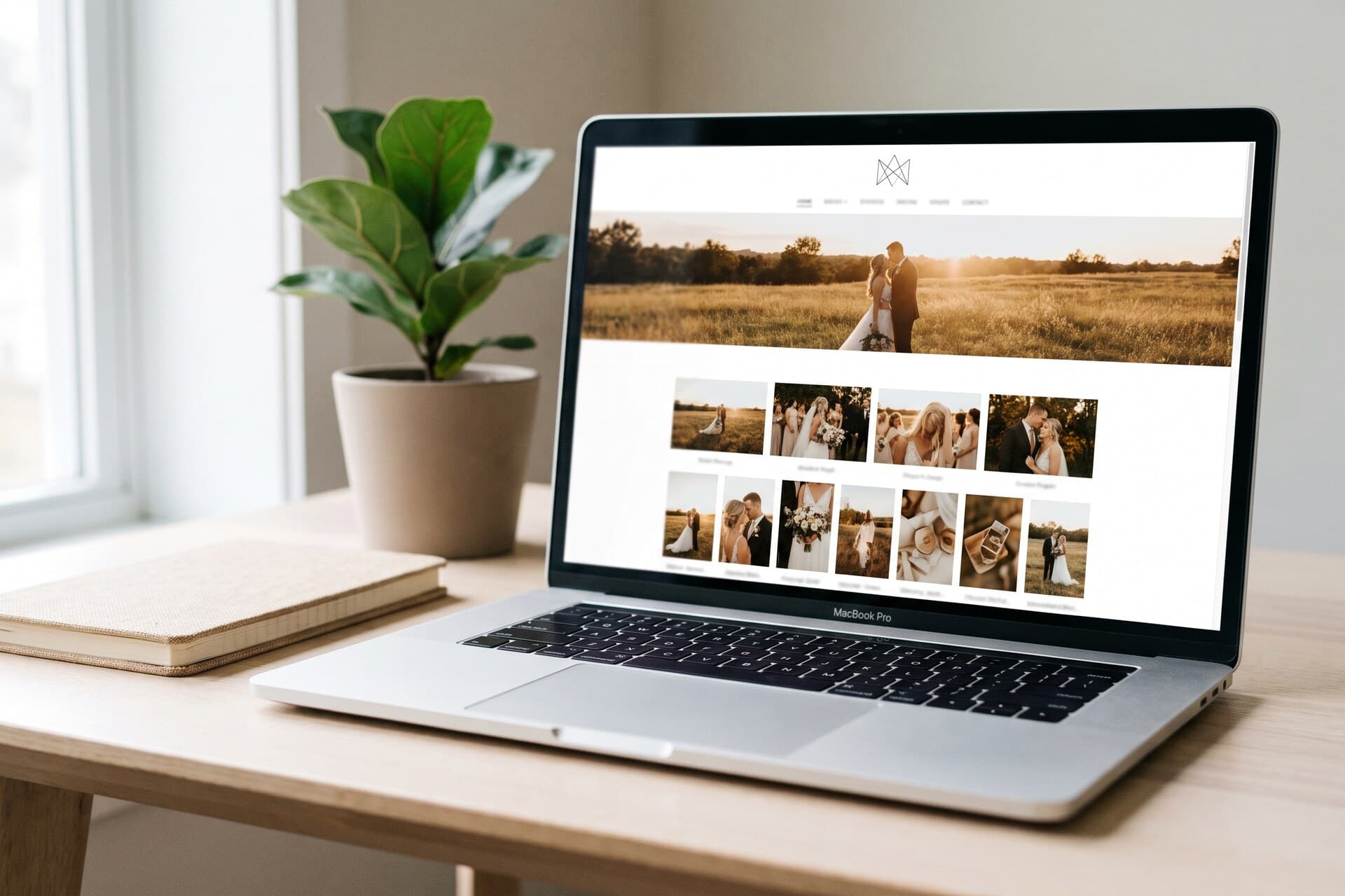 A studio's branded photo gallery open on a laptop