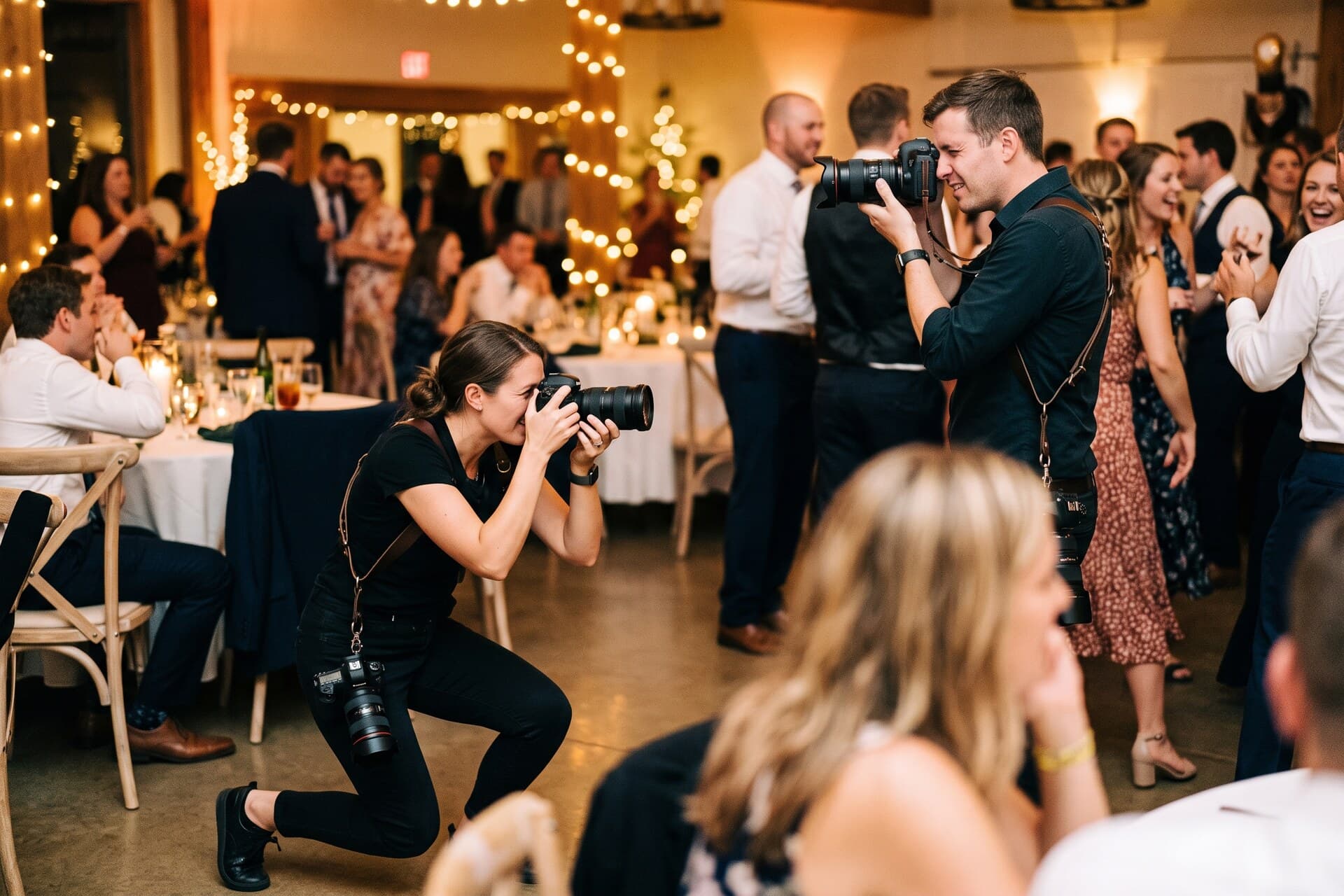 Two photographers working the same event from different angles